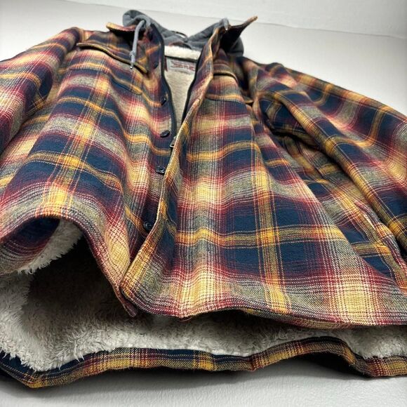 Levi’s Plaid Sherpa Lined Fleece Hoodie Jacket - Picture 4 of 7